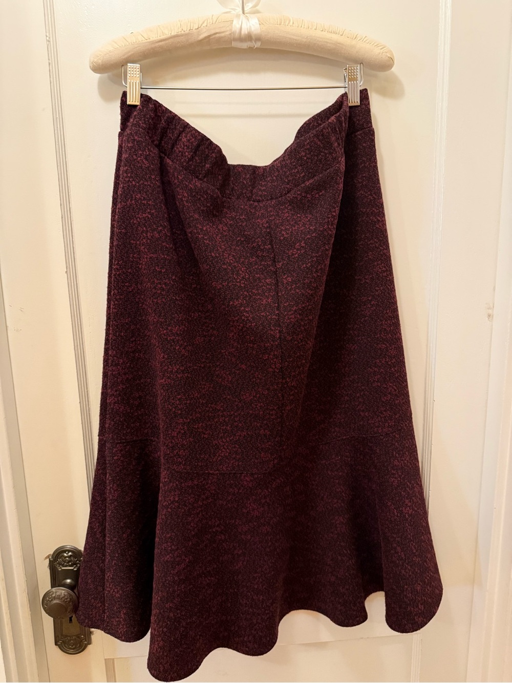 L.L. Bean Marled Burgundy A-Line Knit Skirt Like New